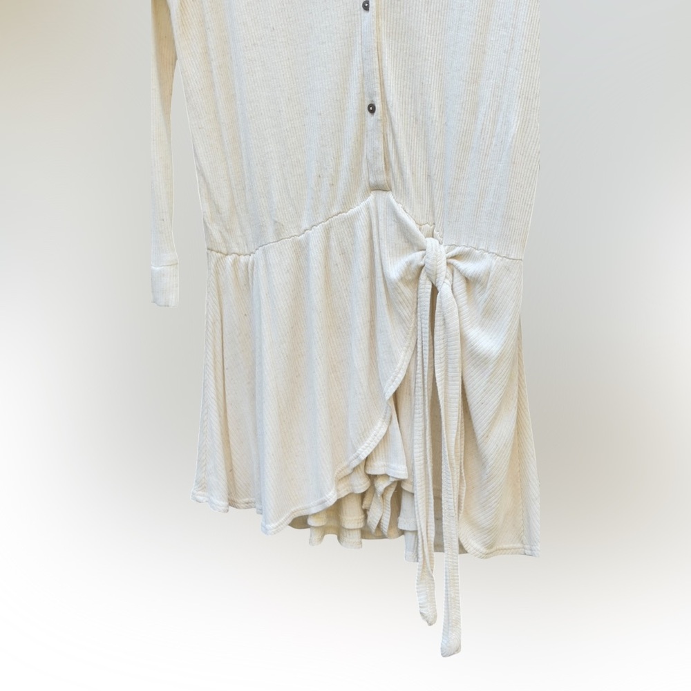Free People Beach Lively Romper Ivory Rib Knit Lounge Boho Button Front Festival - Picture 5 of 7